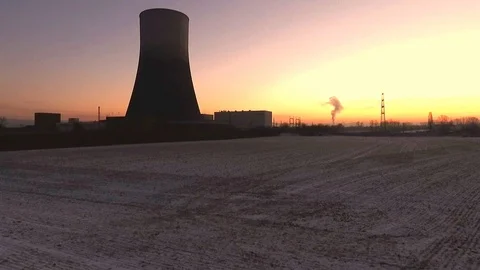 Cooling tower and offline offgrid nuclear power plant Muehlheim Germany Stock Footage 99986329