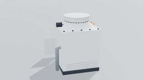 Cooling tower cell hvac plant 3d loop white background 3D animation seamless Stock Footage 341849538