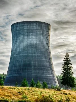 Cooling Tower With Dramatic Sky Stock Photos