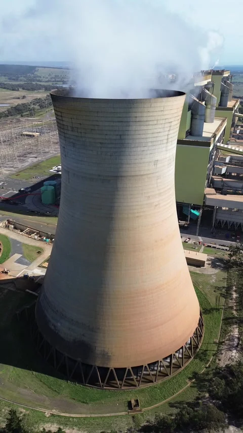 Cooling Tower Emitting Steam Stock Footage 334894593