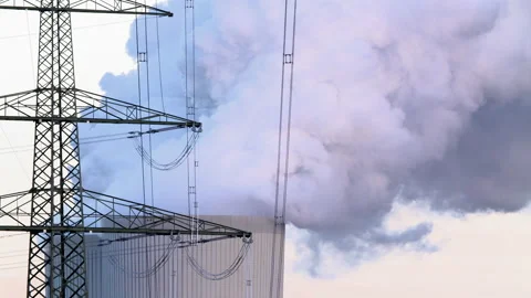 A cooling tower of a lignite-fired power plant Stock Footage 163076885