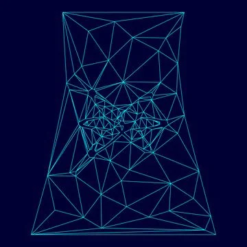 Cooling tower of nuclear power plant in low poly triangulation triangulated.. Stock Illustration