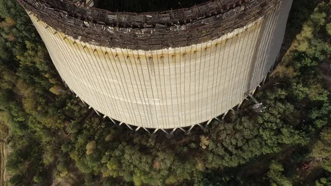 Cooling towers for cooling units 5 and 6 of the Chernobyl nuclear power plant 스톡 동영상 128308328