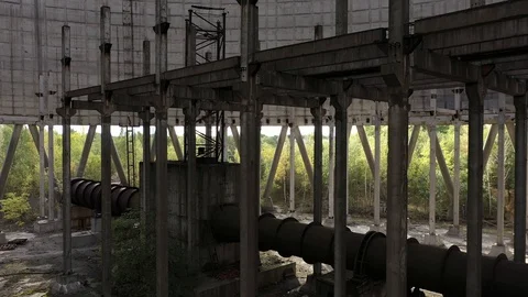 Cooling towers for cooling units 5 and 6 of the Chernobyl nuclear power plant 스톡 동영상 128317998