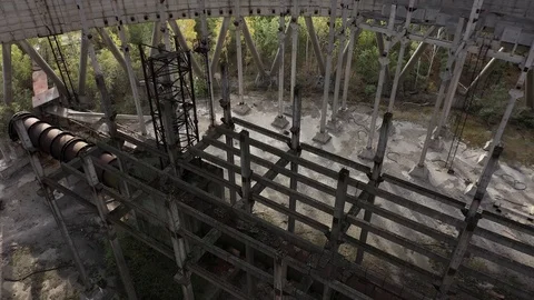 Cooling towers for cooling units 5 and 6 of the Chernobyl nuclear power plant. Stock Footage 128325172