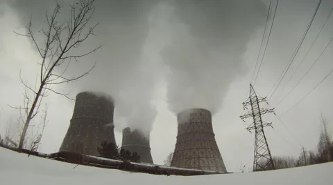 Cooling towers timelapse 3 Stock Footage 1019661