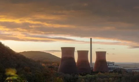 Cooling Towers in Twilight Stock Photos