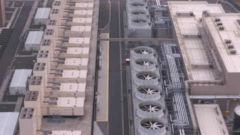 Cooling units and fans of a data center Stock Footage 345521839