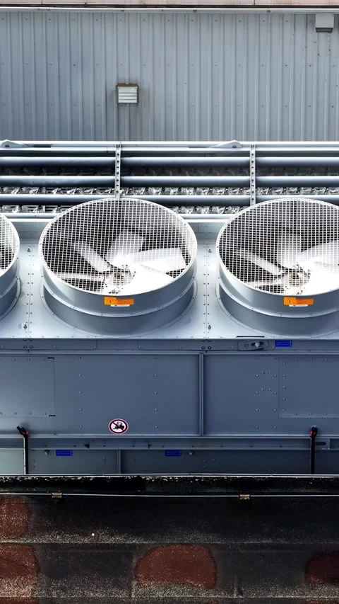 Cooling Units on Rooftop of Industrial Facility Stock Footage 336394329
