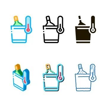 Cooling wine bottle icon vector outline modern Stock Illustration
