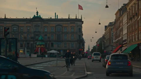 Coopenahgen traffic sunset Stock Footage 170573352