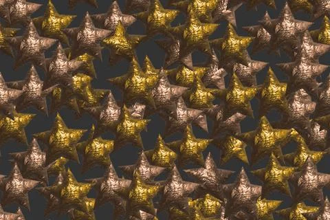 Cooper Foil Star Seamless Pattern, 3D Illustration Stockillustratie