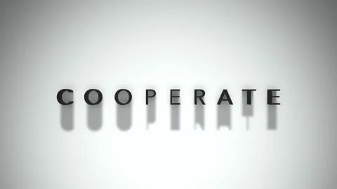 Cooperate 3D title animation matte black text on a white background Stock Footage 300716292