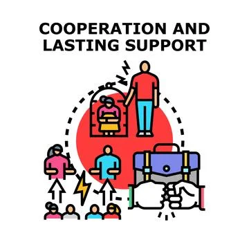 Cooperation and lasting support for problem solving Stockillustratie