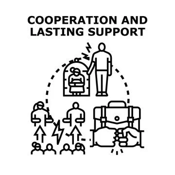 Cooperation and lasting support for problem solving Stock Illustration
