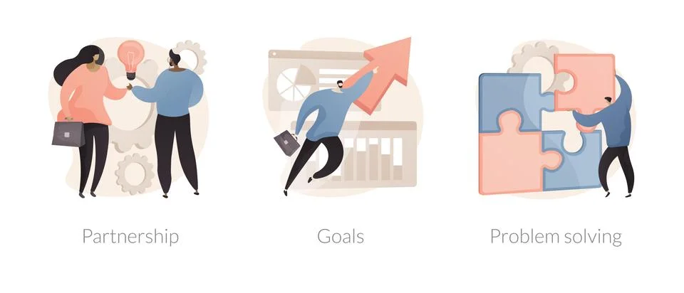 Cooperation and teamwork abstract concept vector illustrations. Stock Illustration