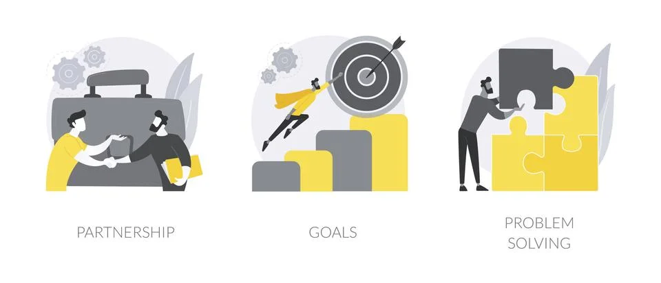 Cooperation and teamwork abstract concept vector illustrations. Stock Illustration