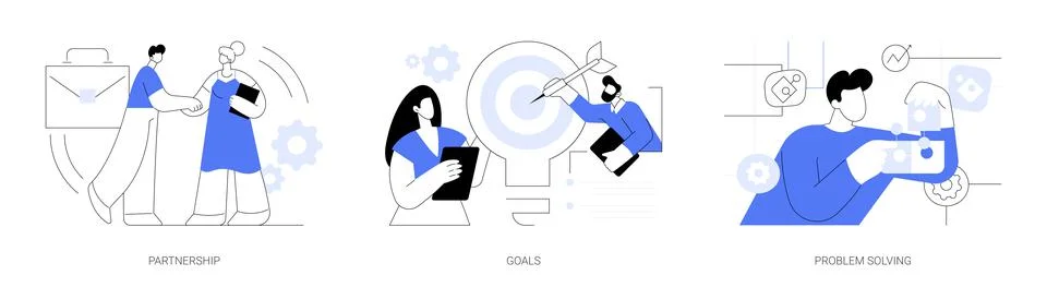 Cooperation and teamwork abstract concept vector illustrations. 库存插图