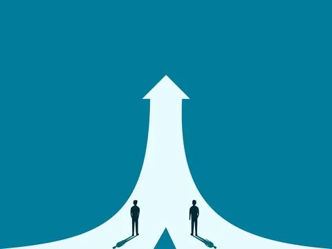 Cooperation concept. Different business paths but same destination Stock Illustration