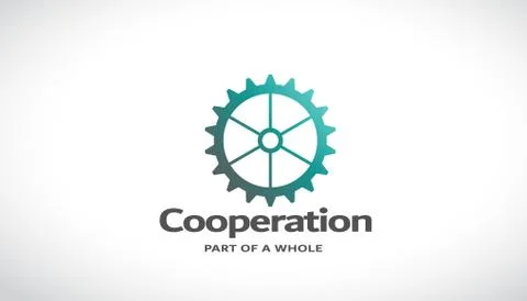Cooperation Gear Logo Vector Graphic Design Illustrazione stock