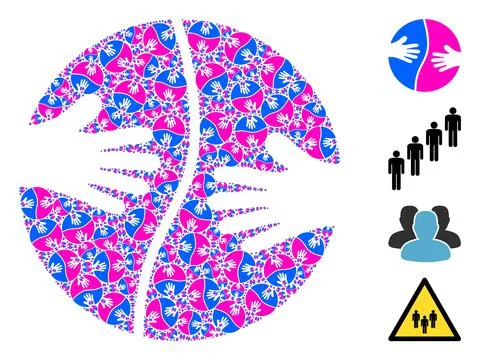 Cooperation Hands Icon Recursion Collage Stock Illustration