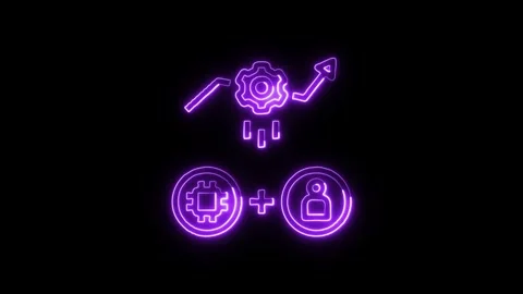 Cooperation Icon Isolated on Black Background, Team Unity Neon Line Animati.. Stock-Footage 324634364