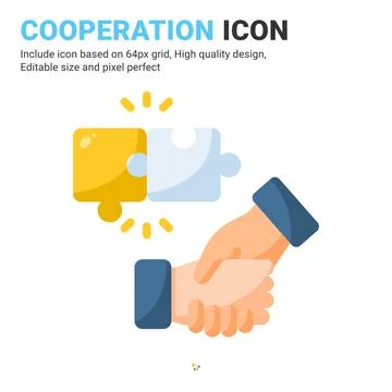 Cooperation icon vector with flat color style isolated on white background Stock Illustration