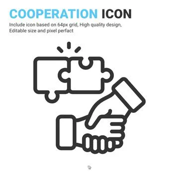Cooperation icon vector with outline style isolated on white background Illustrazione stock