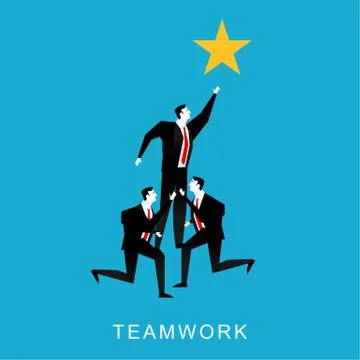 Cooperation or teamwork concept illustration. Teamwork businessmen pyramid to Stock Illustration