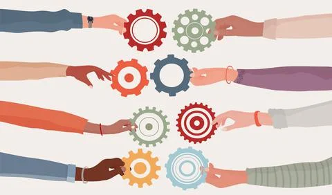 Cooperation teamwork and collaboration concept.  Diversity businesspeople. Stock Illustration