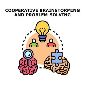 Cooperative brainstorming and problem solving concept vector illustration Stockillustratie