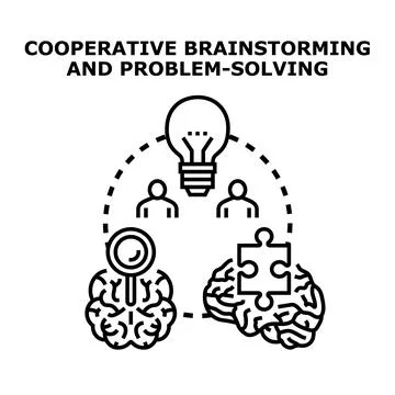 Cooperative brainstorming and problem solving concept vector illustration Stock Illustration
