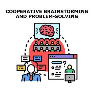 Cooperative brainstorming session for business problem solving イラスト素材