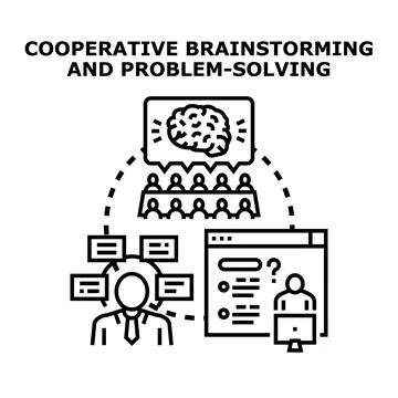 Cooperative brainstorming session for business problem solving Stock Illustration