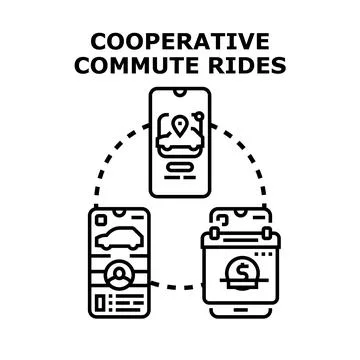 Cooperative commute rides share mobility service Stock Illustration