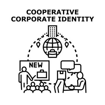 Cooperative corporate identity developing global teamwork Stock Illustration
