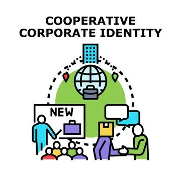 Cooperative corporate identity developing global teamwork Stock Illustration