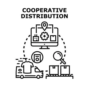 Cooperative distribution system with online logistics management Illustrazione stock