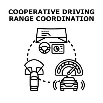 Cooperative driving range coordination future technology concept Stock Illustration