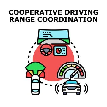Cooperative driving range coordination future technology concept Stock Illustration