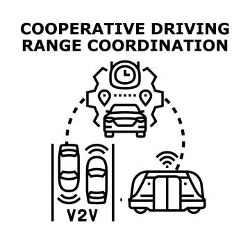 Cooperative driving range coordination for smart mobility systems Stock Illustration
