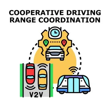 Cooperative driving range coordination for smart mobility systems Stock Illustration