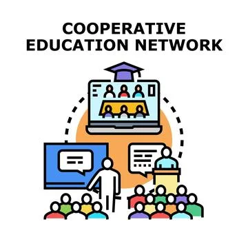 Cooperative education network connecting students and teachers Stock Illustration