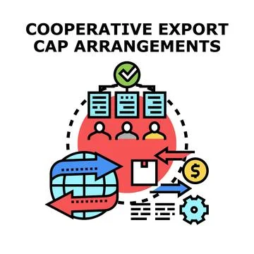 Cooperative export cap arrangements concept global trade Stock Illustration