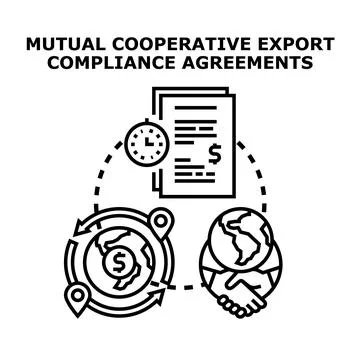 Cooperative export compliance agreements global business handshake Stock Illustration