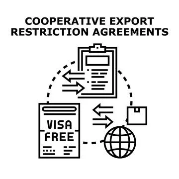 Cooperative export restriction agreements concept illustrating global trade r Stock Illustration