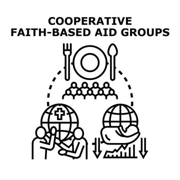 Cooperative faith based aid groups providing global humanitarian support 스톡 일러스트