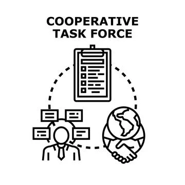 Cooperative global task force managing business collaboration Ilustração Stock