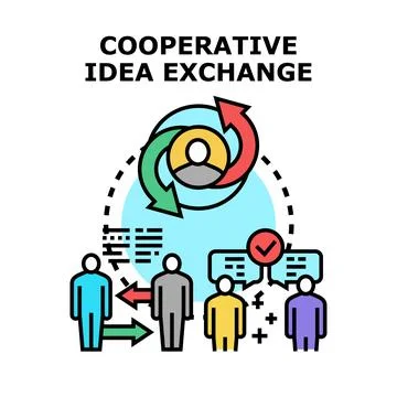 Cooperative idea exchange teamwork planning business meeting communication Stock Illustration