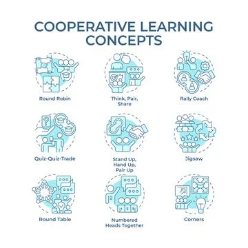 Cooperative learning soft blue concept icons Illustrazione stock